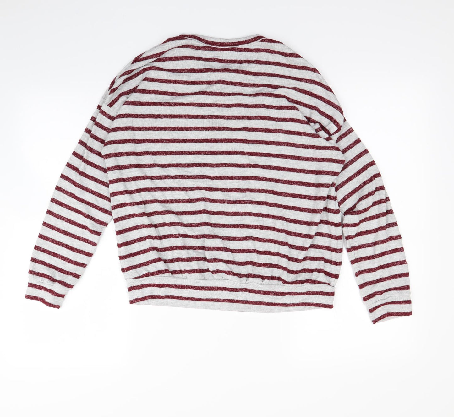 m&s Girls Red Striped Rayon Pullover Jumper Size 12-13 Years