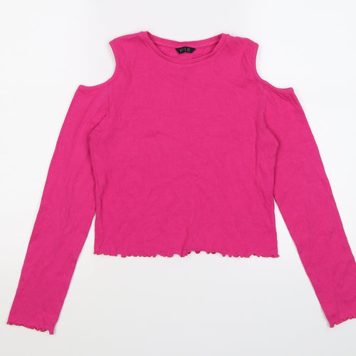 M&Co Girls Pink   Pullover Jumper Size 13-14 Years  - Cold Shoulder