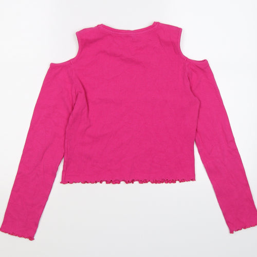 M&Co Girls Pink   Pullover Jumper Size 13-14 Years  - Cold Shoulder