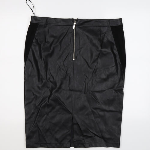 F&F Womens Black   Straight & Pencil Skirt Size 18  - faux leather