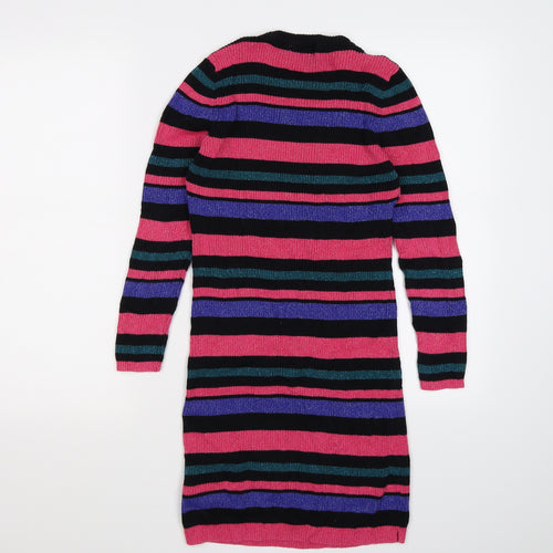 Marks and Spencer Girls Pink Striped Knit Jumper Dress  Size 11-12 Years
