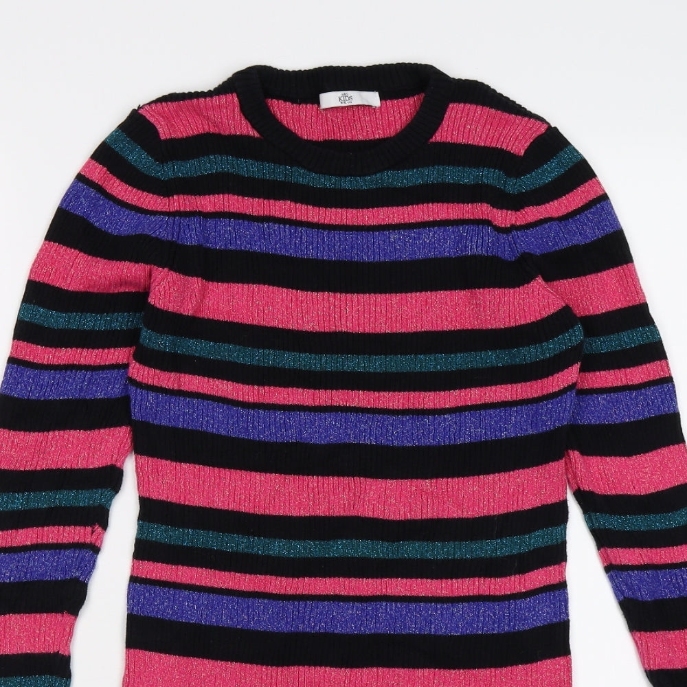 Marks and Spencer Girls Pink Striped Knit Jumper Dress  Size 11-12 Years