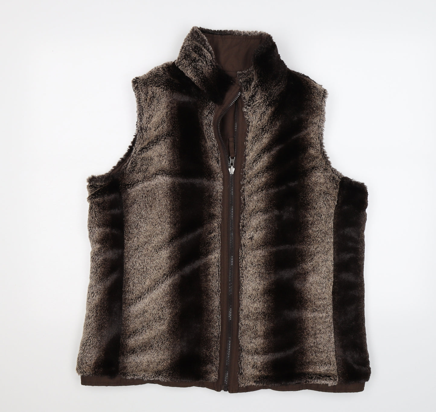 Bonmarché Womens Brown   Gilet Coat Size M  - reversible