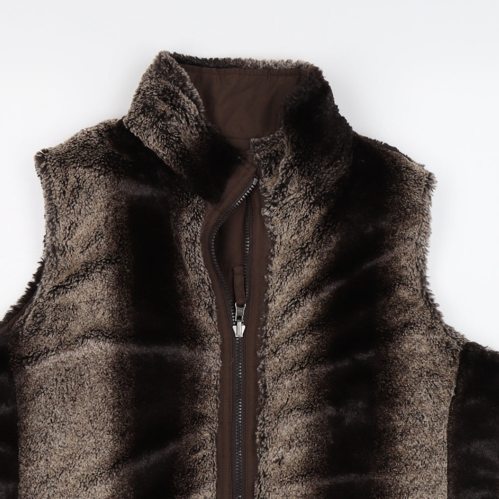Bonmarché Womens Brown   Gilet Coat Size M  - reversible