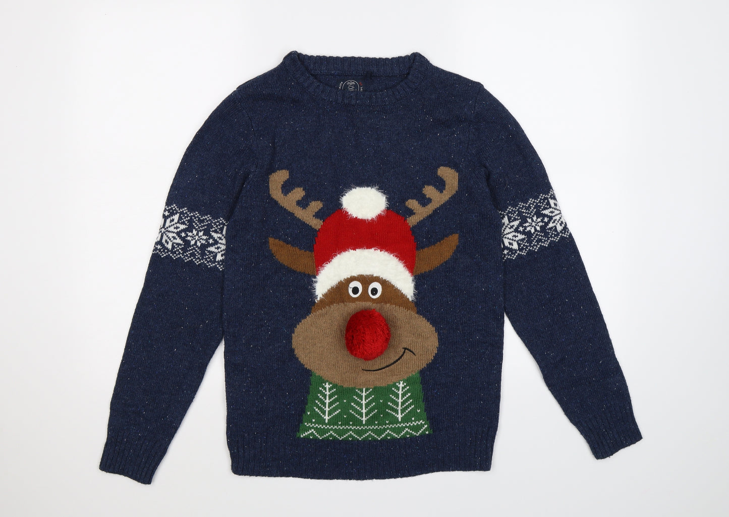 NEXT Boys Blue  Knit Pullover Jumper Size 12 Years  - Christmas Rudolph