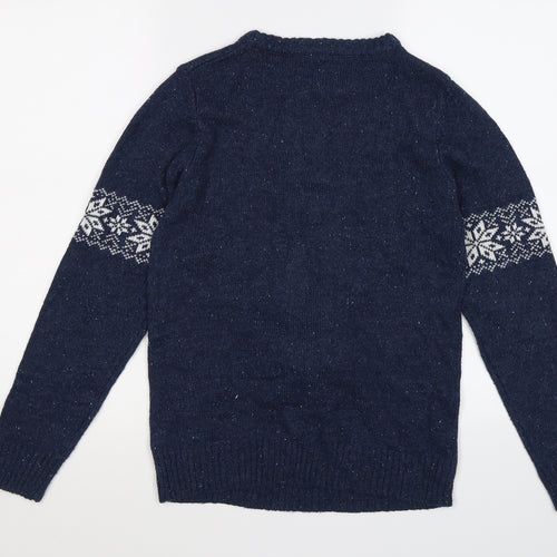 NEXT Boys Blue  Knit Pullover Jumper Size 12 Years  - Christmas Rudolph