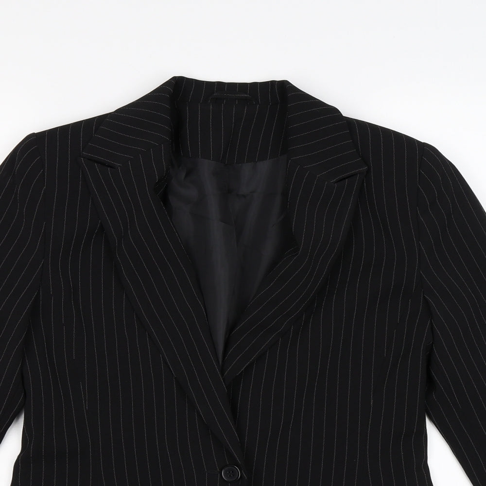 Topshop Womens Black Striped  Jacket Blazer Size 12