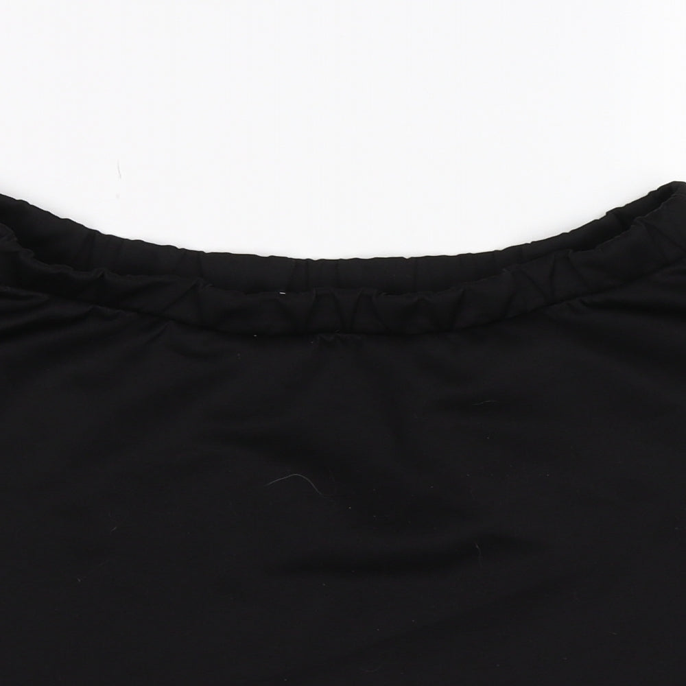 House Womens Black  Satin Flare Skirt Size L