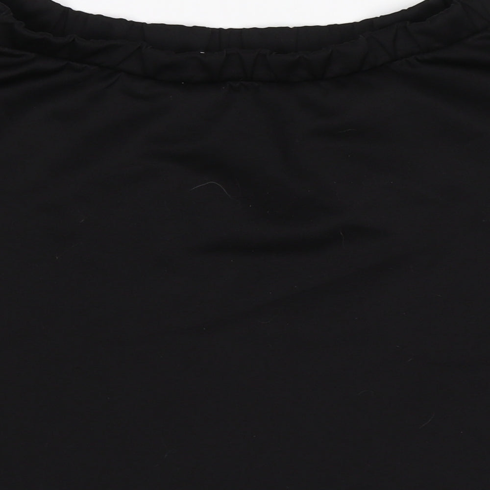 House Womens Black  Satin Flare Skirt Size L
