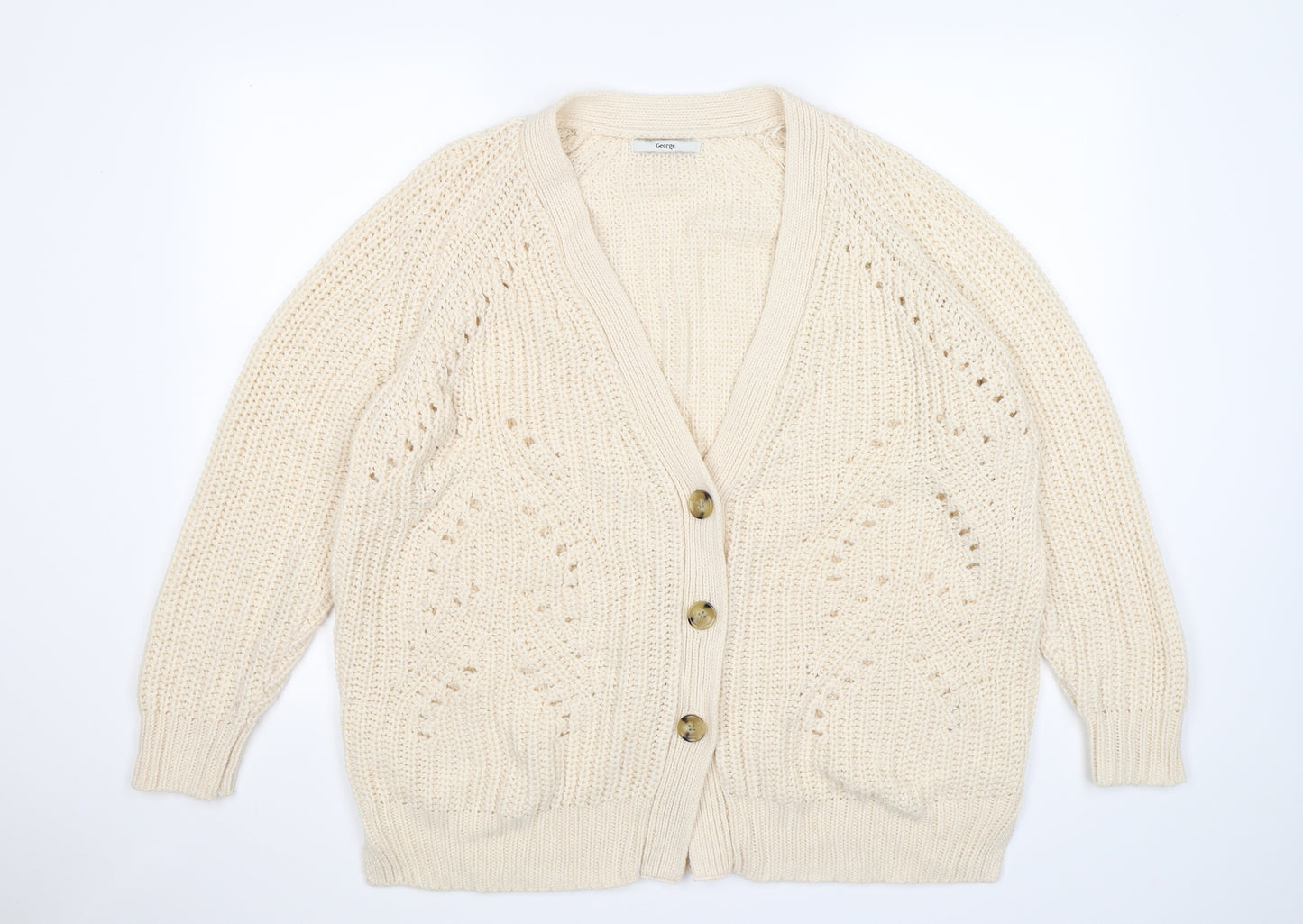George Womens Beige  Knit Cardigan Jumper Size 18