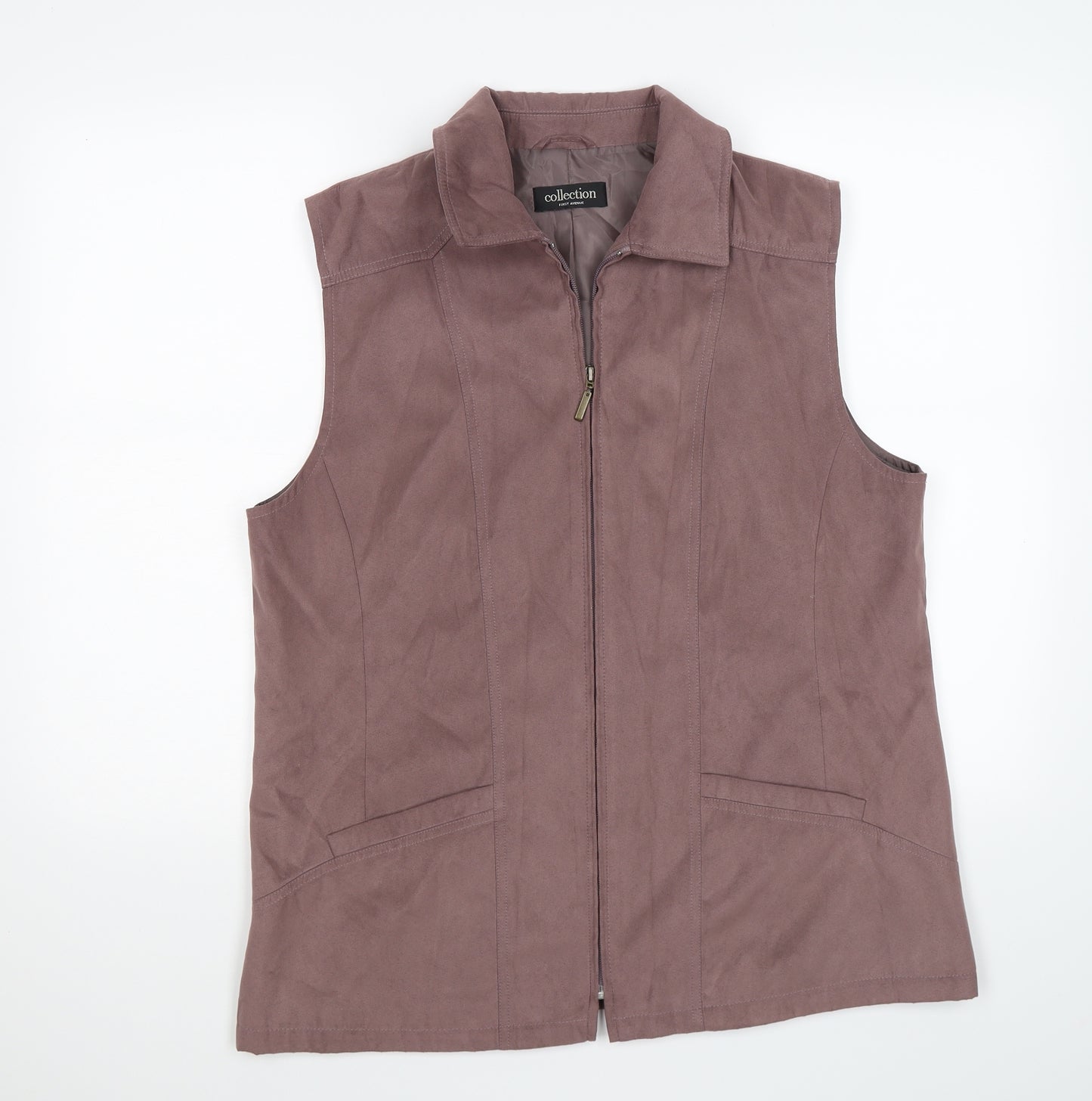 first avenue Womens Brown  Velour Gilet Coat Size 18
