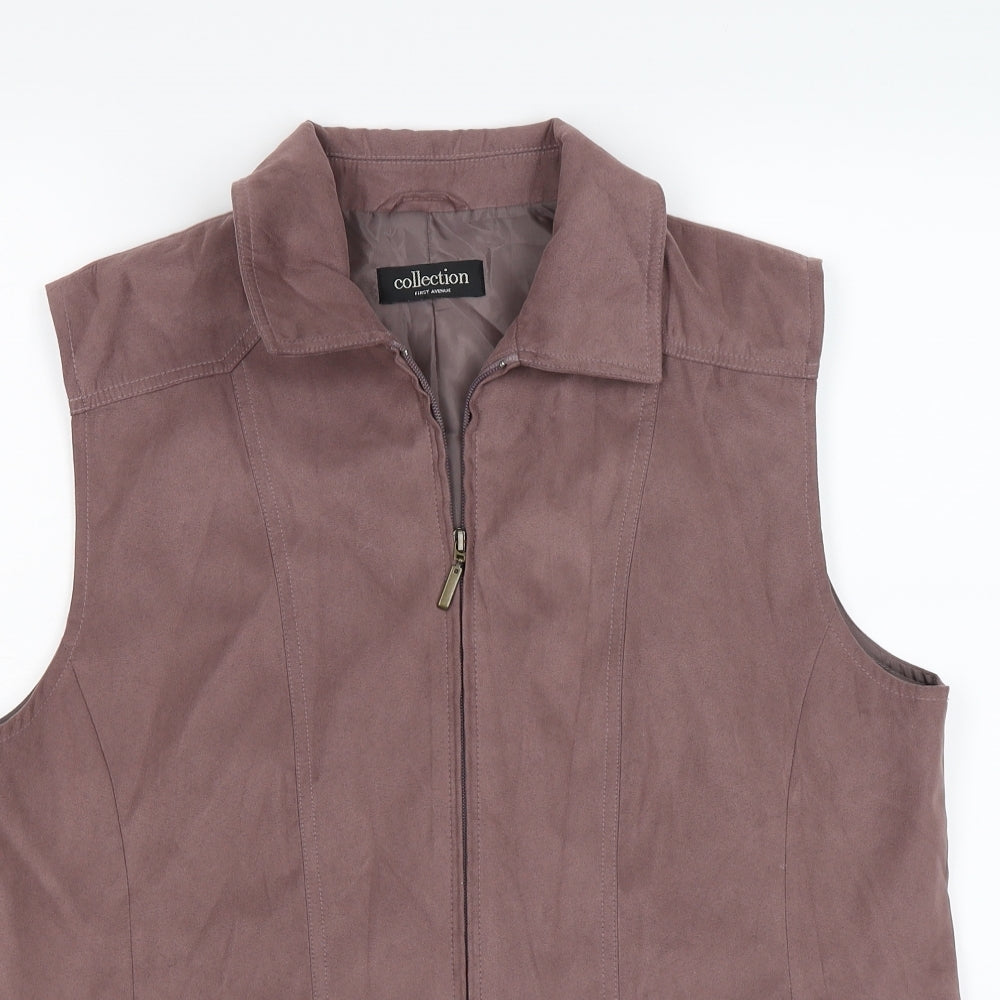 first avenue Womens Brown  Velour Gilet Coat Size 18
