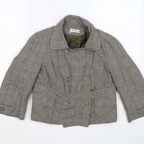 Moto Womens Grey Check Knit Jacket  Size 10