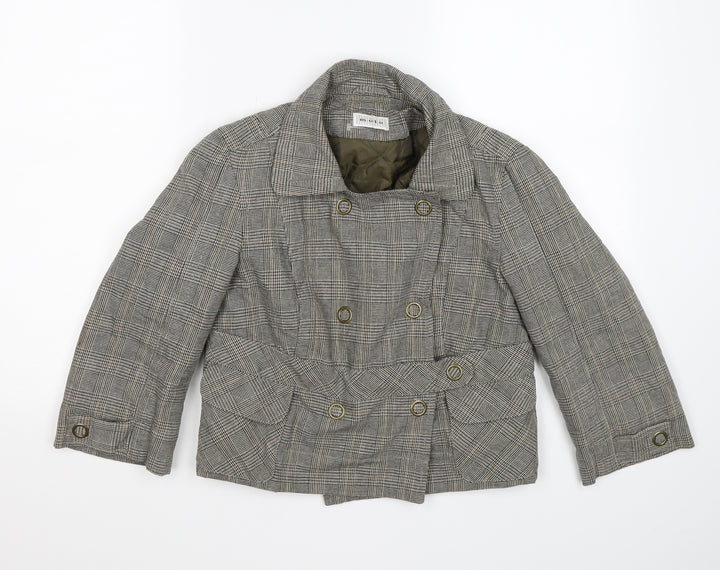 Moto Womens Grey Check Knit Jacket Size 10