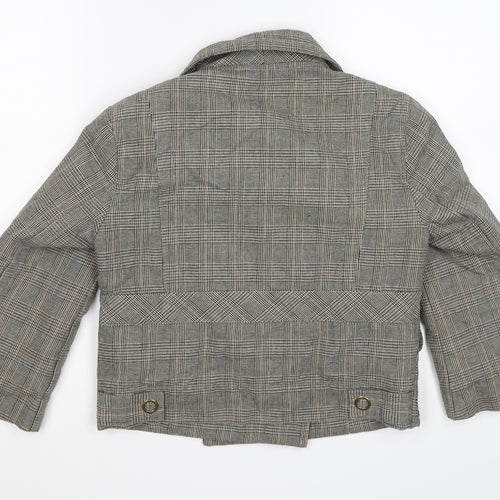 Moto Womens Grey Check Knit Jacket  Size 10