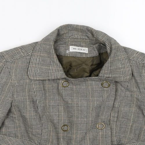 Moto Womens Grey Check Knit Jacket  Size 10