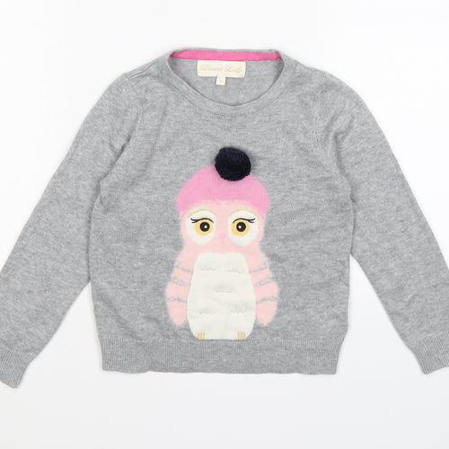 desert lily Girls Grey  Knit Pullover Jumper Size 5 Years  - winter penguin