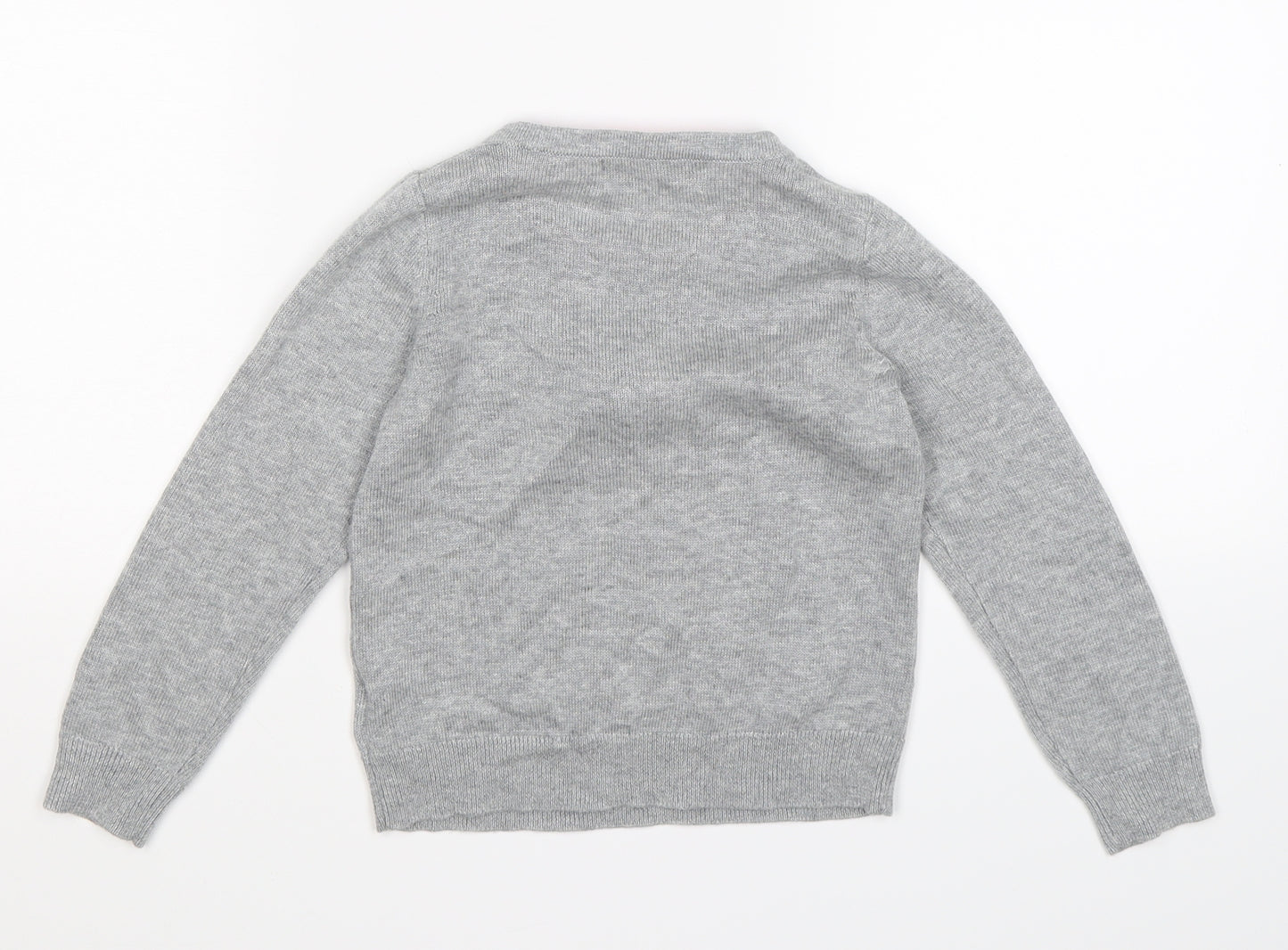 desert lily Girls Grey  Knit Pullover Jumper Size 5 Years  - winter penguin