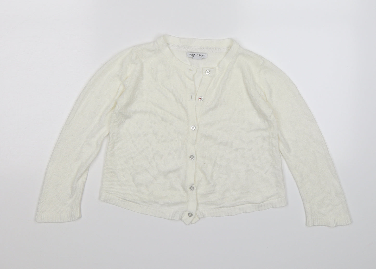 Primark Girls White   Cardigan Jumper Size 6-7 Years