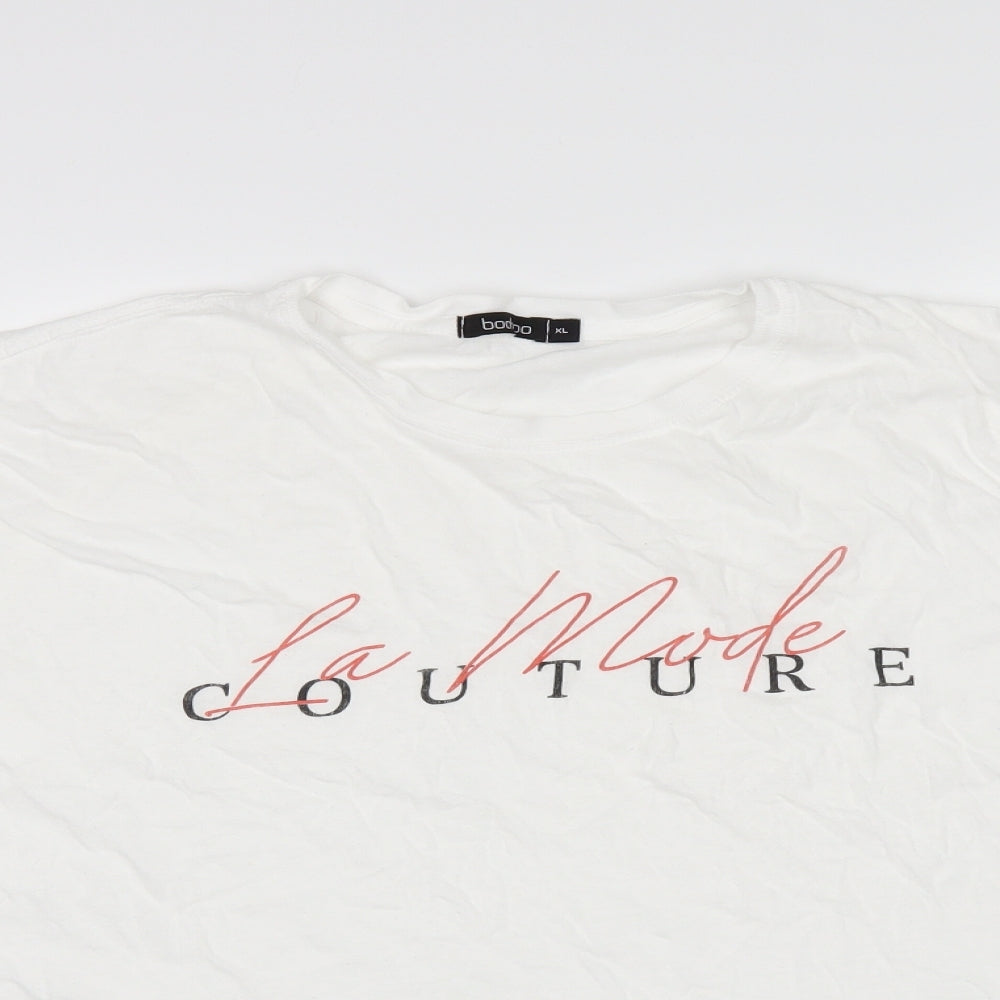 Boohoo Womens White   Basic T-Shirt Size XL