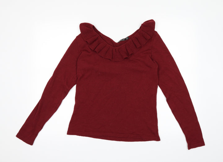 Boohoo Womens Red Cardigan Jumper Size 10