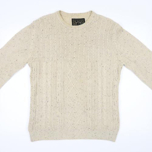 Red Hearing Mens Beige   Pullover Jumper Size S