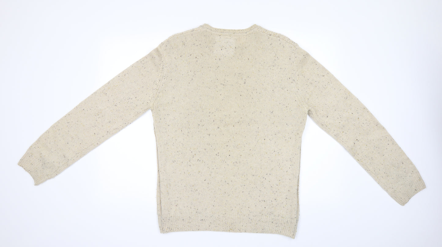 Red Hearing Mens Beige   Pullover Jumper Size S