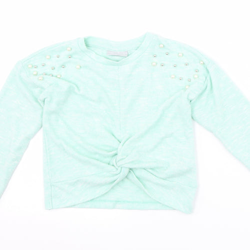 Matalan Girls Blue   Pullover Jumper Size 5 Years  - Twist front