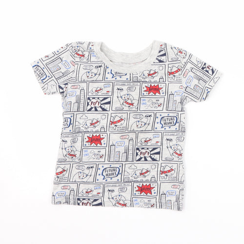George Boys Grey   Basic T-Shirt Size 6-9 Months  - Dinosaur