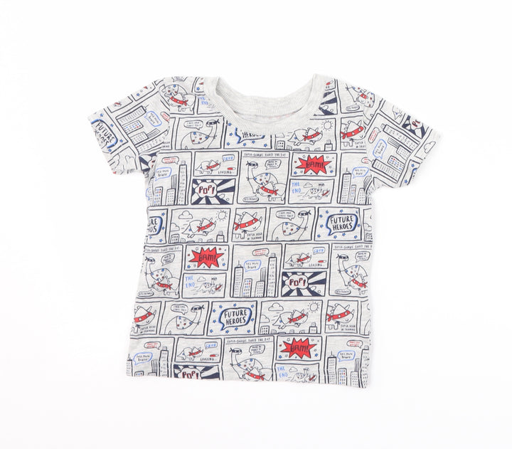 George Boys Grey   Basic T-Shirt Size 6-9 Months  - Dinosaur