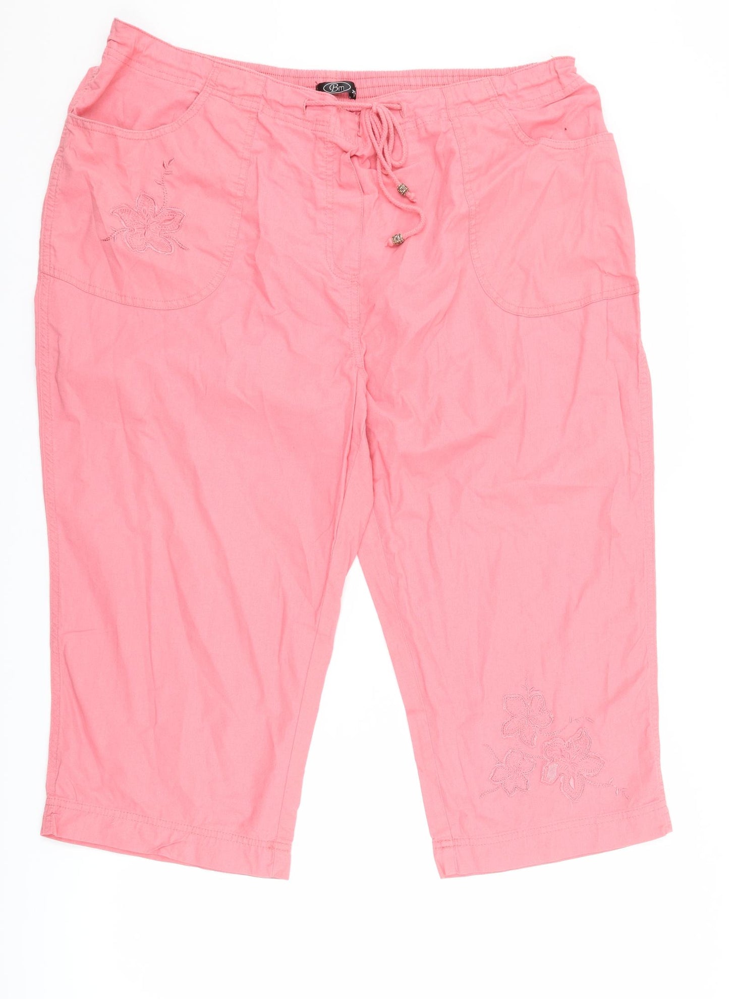 BM Collection Womens Pink   Cropped Trousers Size 20 L20 in