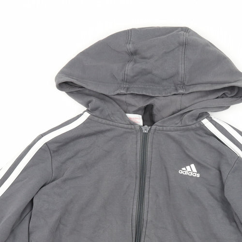 adidas Boys Grey   Full Zip Hoodie Size 7-8 Years