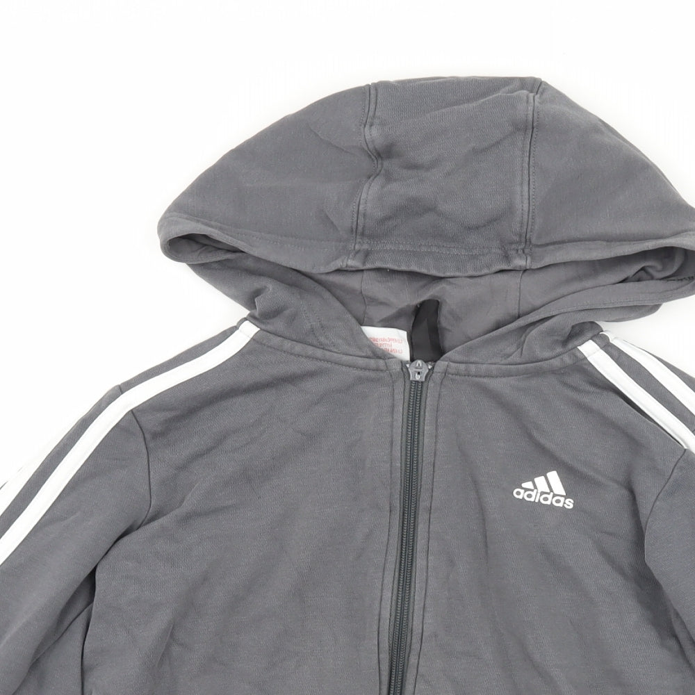 adidas Boys Grey   Full Zip Hoodie Size 7-8 Years