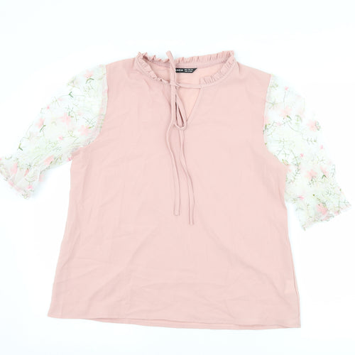 SheIn Womens Pink Floral  Basic Blouse Size M