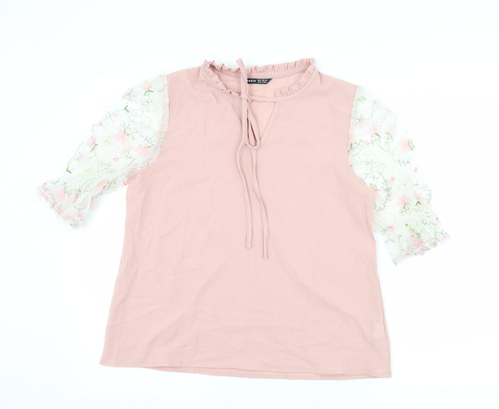 SheIn Womens Pink Floral Basic Blouse Size M