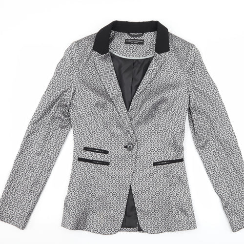 Dorothy Perkins Womens Silver Geometric  Jacket Suit Jacket Size 8