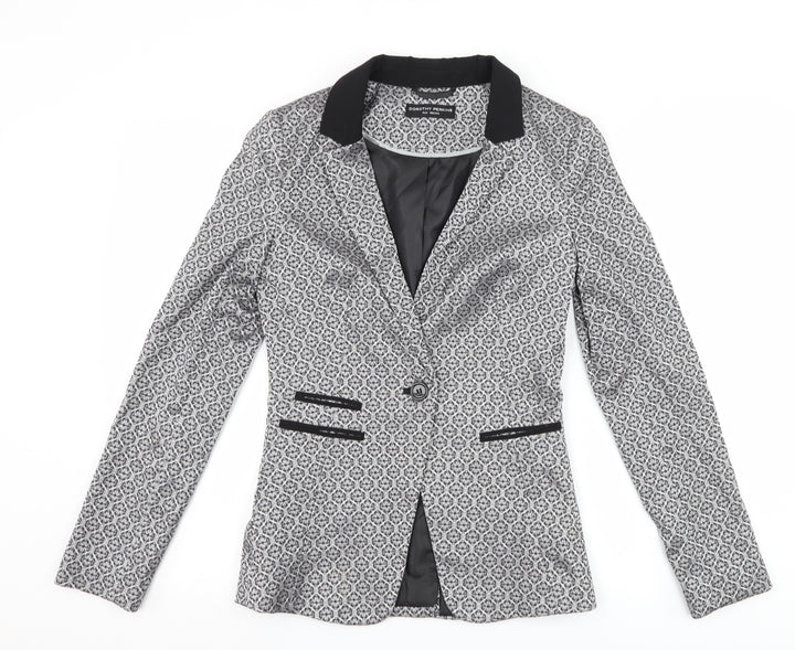 Dorothy Perkins Womens Silver Geometric Jacket Suit Jacket Size 8