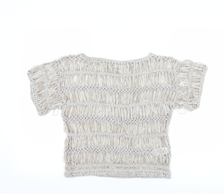 Miss Selfridge Womens Beige Basic T-Shirt Size 6