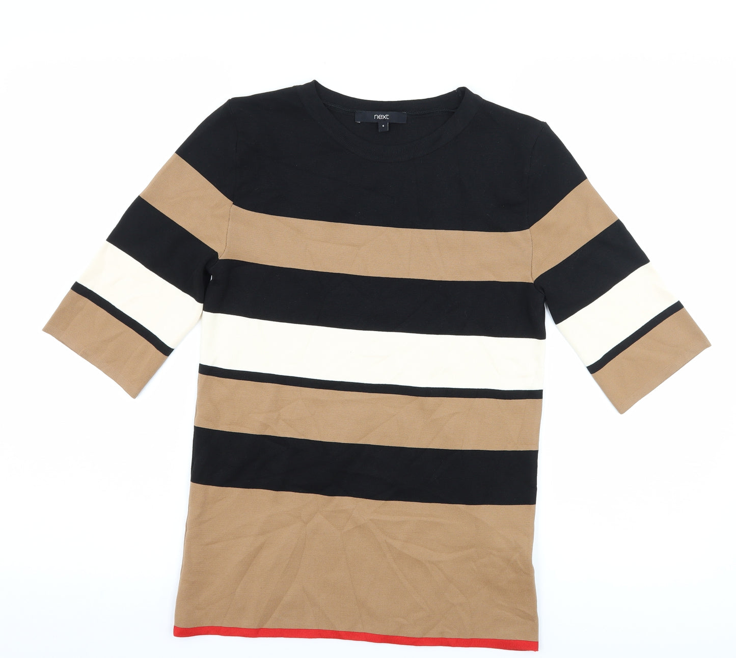 NEXT Womens Brown Striped  Basic T-Shirt Size 8