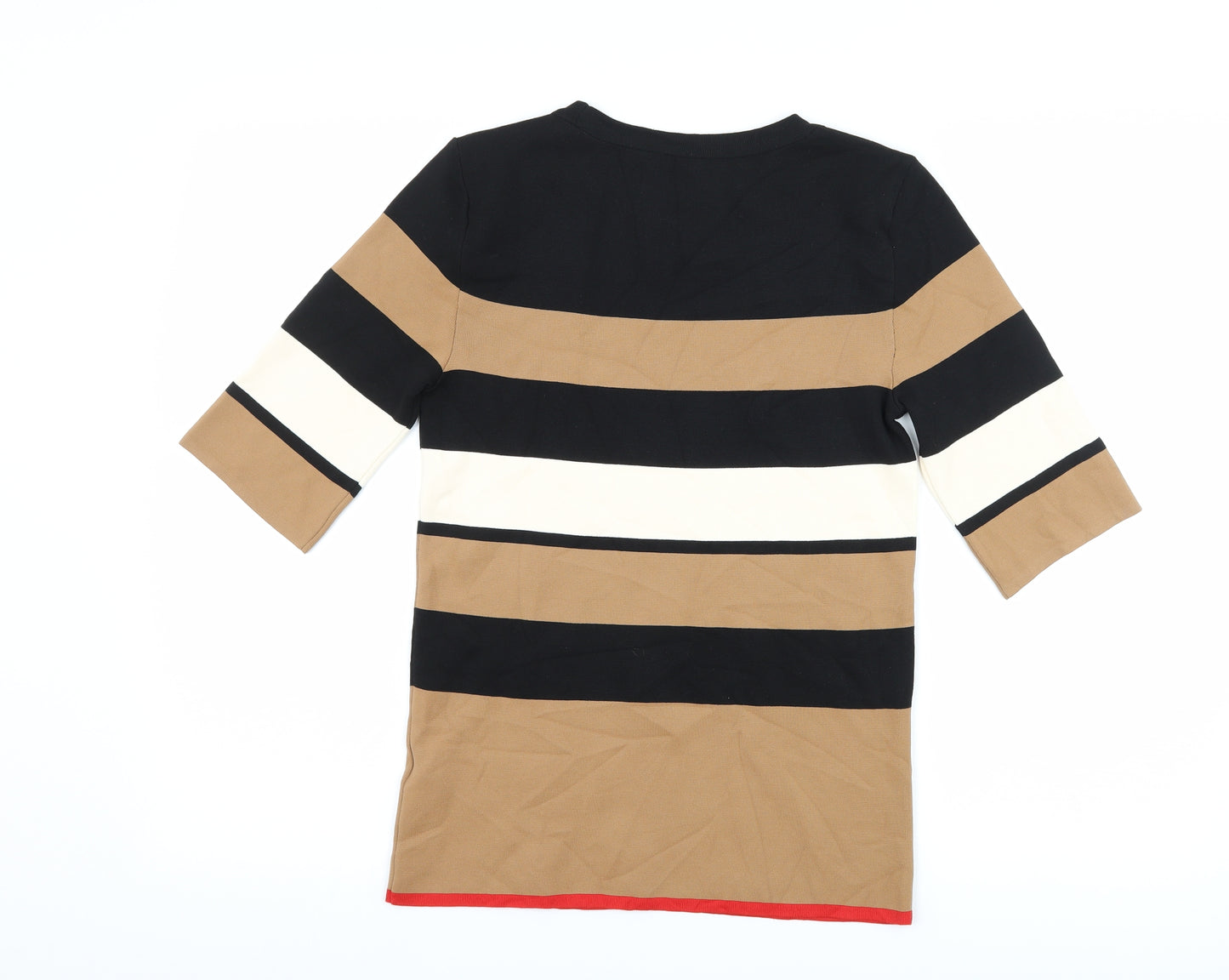 NEXT Womens Brown Striped  Basic T-Shirt Size 8