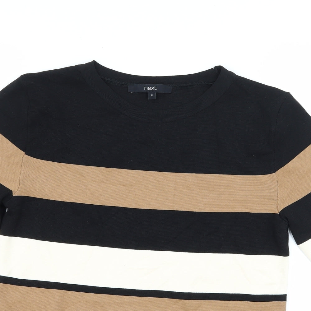 NEXT Womens Brown Striped  Basic T-Shirt Size 8