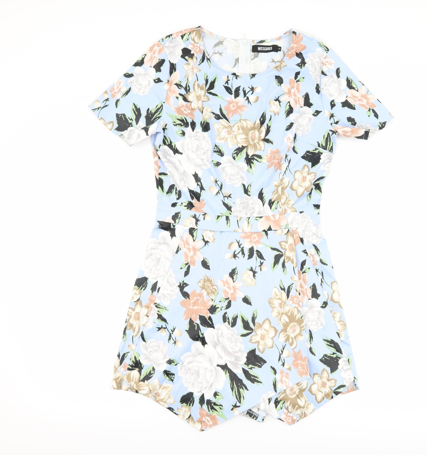 Missguided Womens Blue Floral  Playsuit One-Piece Size 8