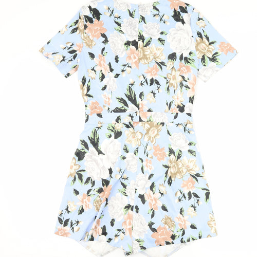 Missguided Womens Blue Floral  Playsuit One-Piece Size 8