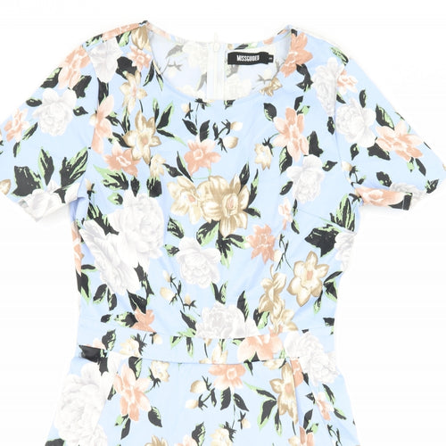 Missguided Womens Blue Floral  Playsuit One-Piece Size 8