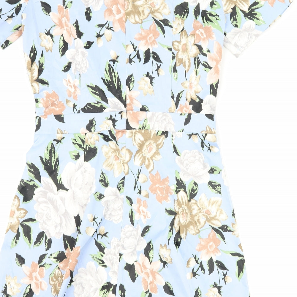 Missguided Womens Blue Floral  Playsuit One-Piece Size 8