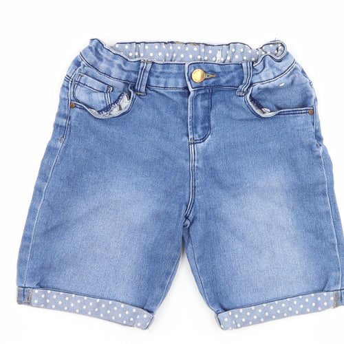 denim co Girls Blue Polka Dot Denim Bermuda Shorts Size 7-8 Years