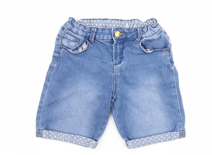 denim co Girls Blue Polka Dot Denim Bermuda Shorts Size 7-8 Years