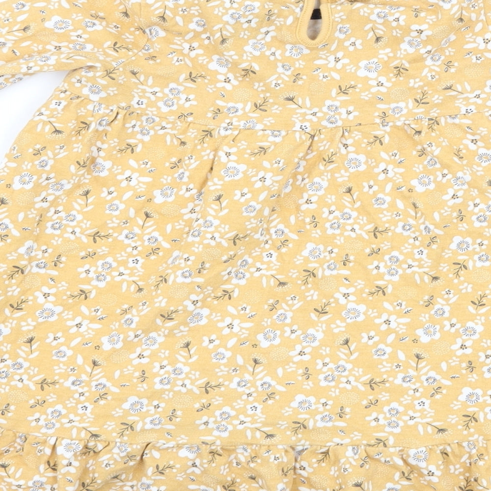 F&F Girls Yellow Floral  A-Line  Size 18-24 Months