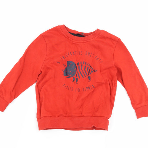 George Boys Red   Pullover Jumper Size 18-24 Months  - Dinosaur