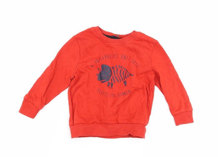 George Boys Red   Pullover Jumper Size 18-24 Months  - Dinosaur